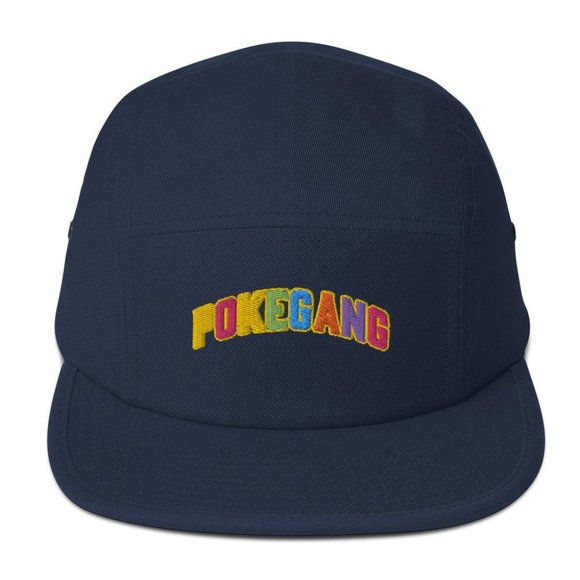 PokeGang Unisex Navy 100% Cotton Adjustable Metal Eyelets Classic Snapper Hat - Picture 1 of 2